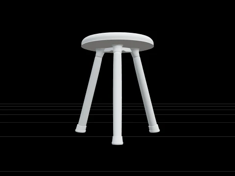 重型不锈钢三脚挤奶凳 3D 模型