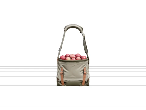 Professional Canvas Fruit Picking Bag with Apples 3D Model