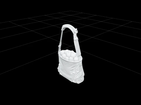 Professional Canvas Fruit Picking Bag with Apples 3D Model
