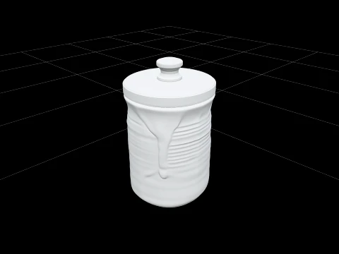 Stoneware Spice Crocks with Ceramic Glaze and Wooden 3D Model