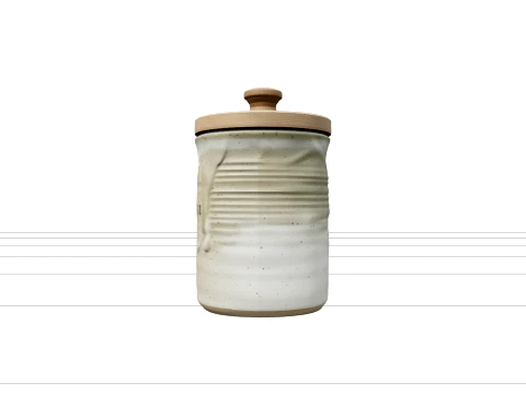 Stoneware Spice Crocks with Ceramic Glaze and Wooden 3D Model