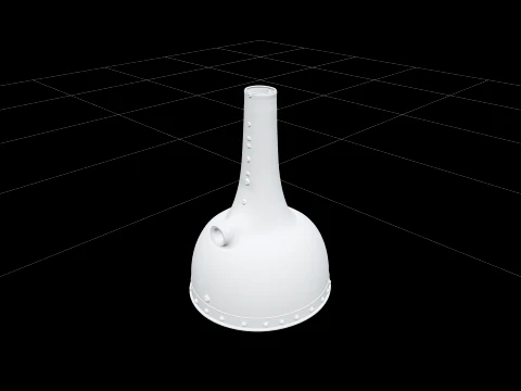 铜蒸馏锅蒸馏头盔帽铜锈色 3D 模型