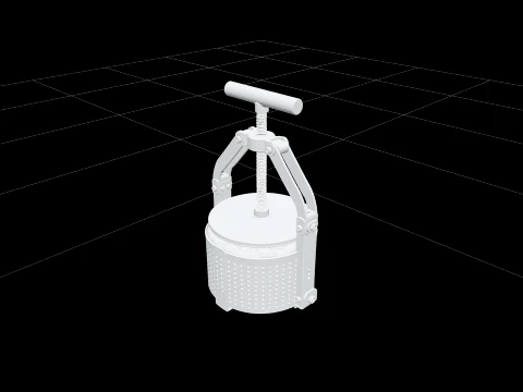 Stainless Steel Cheese Press with Ratchet Arms and Mold 3D Model