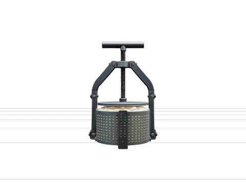 Stainless Steel Cheese Press with Ratchet Arms and Mold 3D Model
