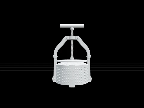 Stainless Steel Cheese Press with Ratchet Arms and Mold 3D Model
