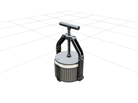 Stainless Steel Cheese Press with Ratchet Arms and Mold 3D Model