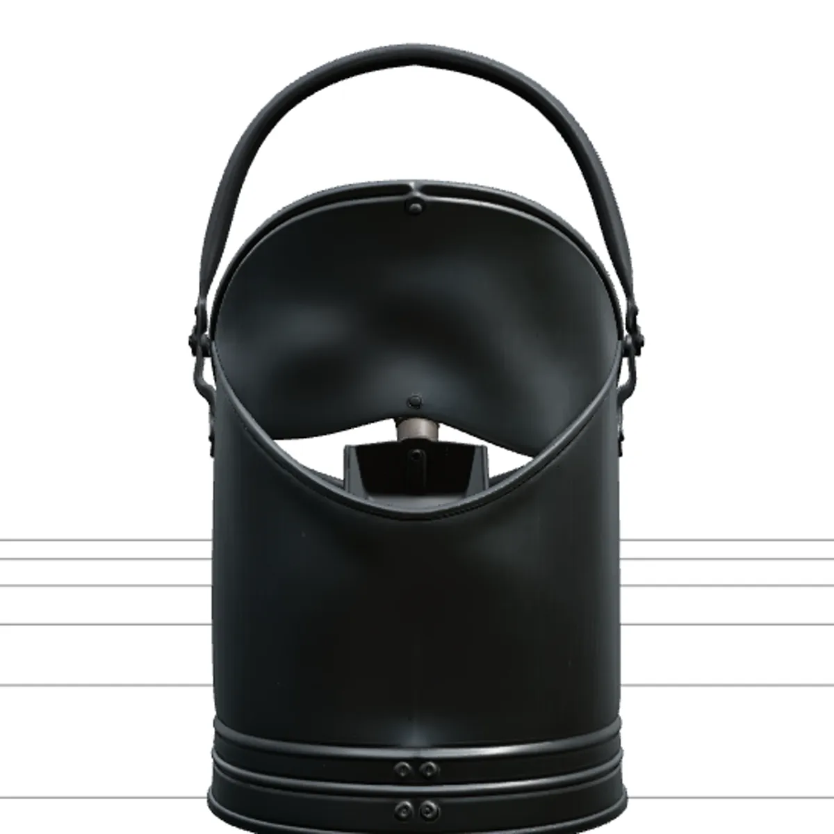Vintage Black Metal Coal Scuttle Wooden Scoop Inside 3D Model .c4d .max .obj .3ds .fbx .stl .blend 