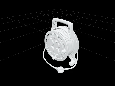 Wytrzymały pomarańczowy bęben przedłużający z gniazdami Model 3D