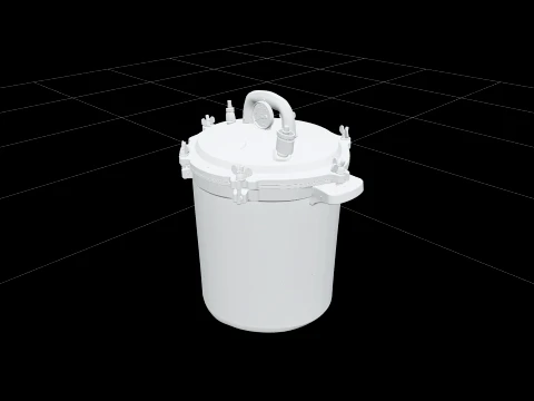 Grande marmite &agrave; pression en aluminium avec couvercle verrouillable Modèle 3D