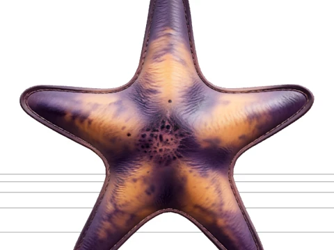 Sea Star-Modell aus Leder in Lila-Orange-Textur, realistisches Asset 3D Modell