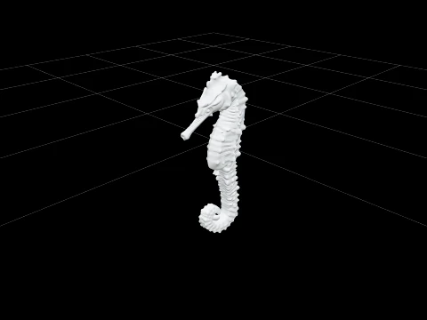 High Detail Seahorse Model With Bony Plates And Curled Tail 3D Model