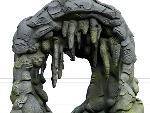 Natural Detailed Sea Cave Entrance Rock Formation Model 3D Model
