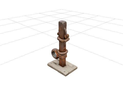Ship Bilboes Leg Irons Iron Bar Shackles Rust Patina Model 3D Model