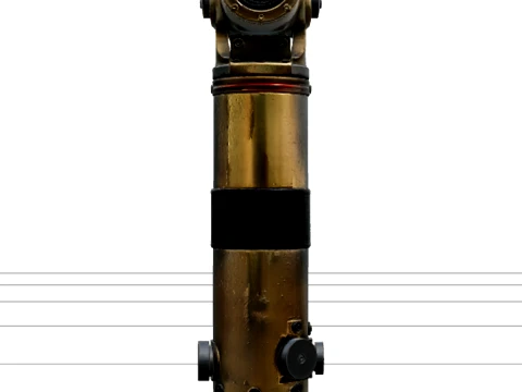 Modèle de périscope sous-marin en laiton, tête articulée, poignée en caoutchouc Modèle 3D