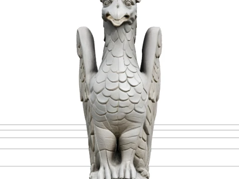 Weathered Oak Mythical Creature Detailed Figurehead Model 3D Model