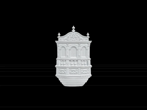 Gale&oacute;n Stern Gallery Modelo de madera tallada con vidrio emplomado Modelo 3D