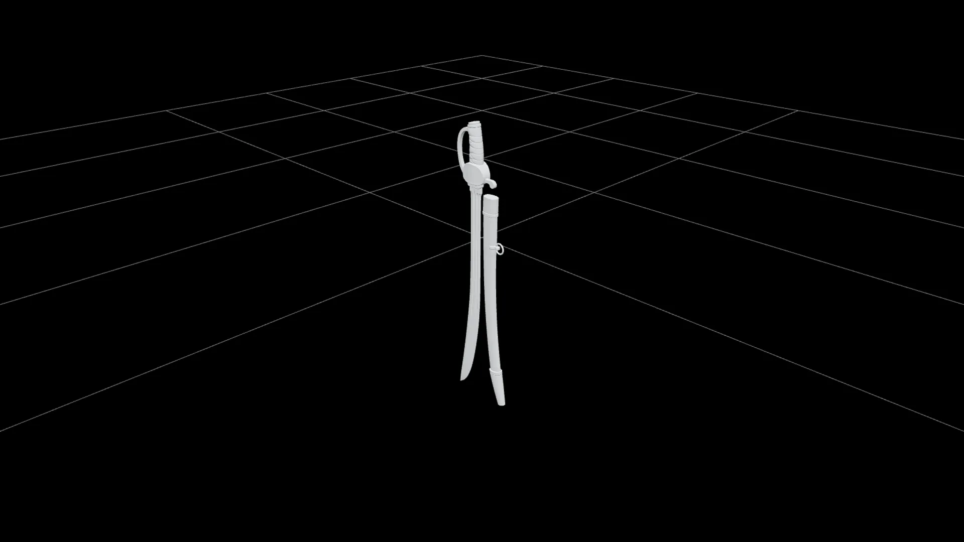 Pirate Cutlass Sword Model with Brass Guard and Leather Grip 3D Model .c4d .max .obj .3ds .fbx .stl .blend 