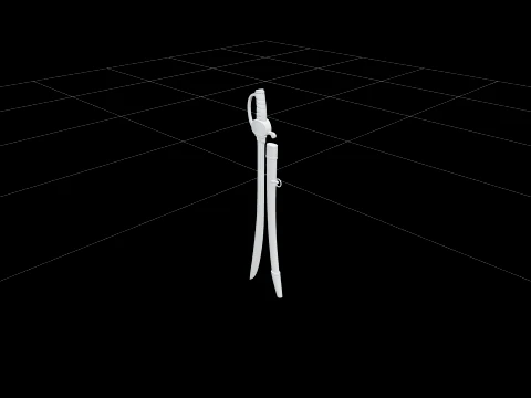 Pirate Cutlass Sword Model with Brass Guard and Leather Grip 3D Model