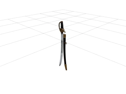 Pirate Cutlass Sword Model with Brass Guard and Leather Grip 3D Model