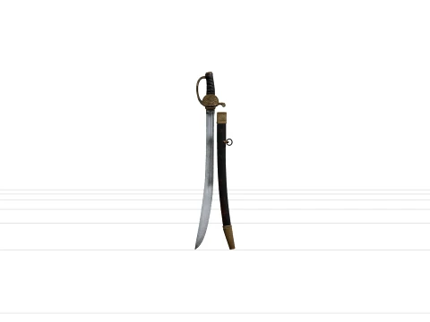 Pirate Cutlass Sword Model with Brass Guard and Leather Grip 3D Model