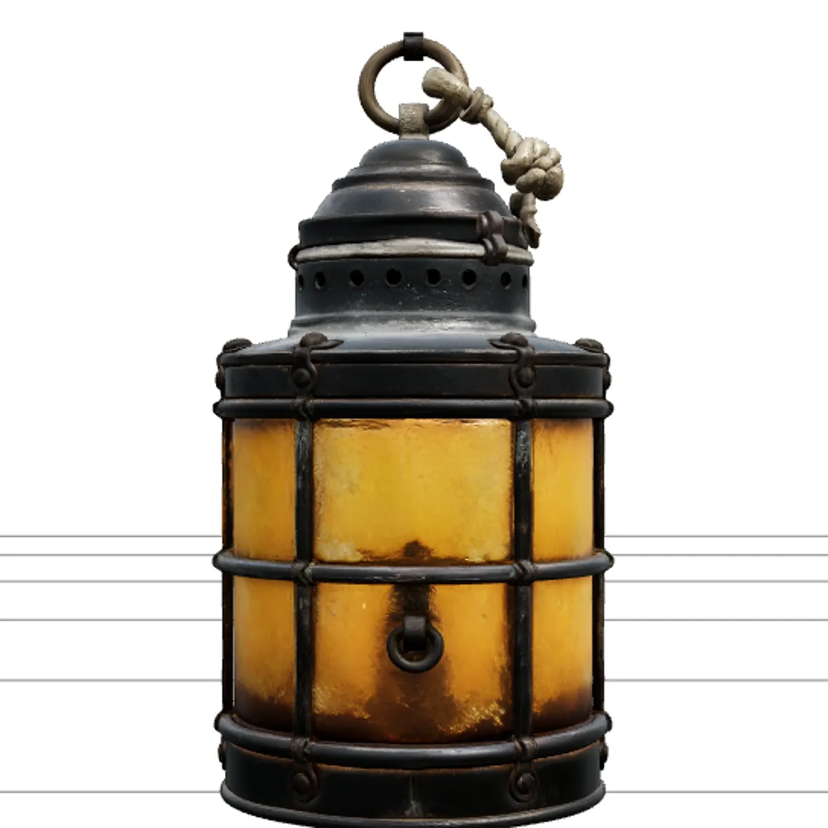 Aged Weathered Ship Lantern with Rust Iron Brass Model 3D Model .c4d .max .obj .3ds .fbx .stl .blend 