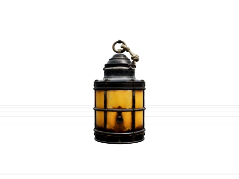 Aged Weathered Ship Lantern with Rust Iron Brass Model 3D Model