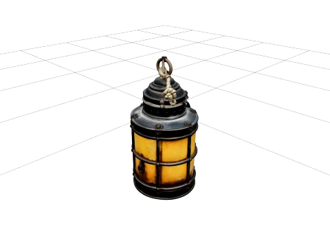 Aged Weathered Ship Lantern with Rust Iron Brass Model 3D Model