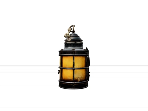 Aged Weathered Ship Lantern with Rust Iron Brass Model 3D Model