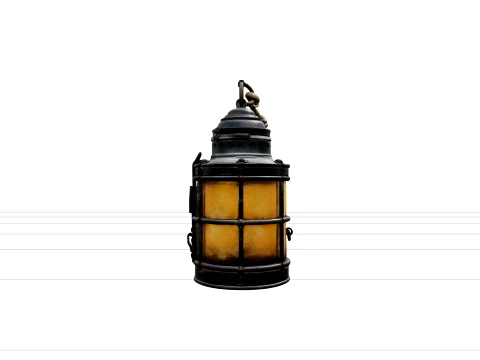 Aged Weathered Ship Lantern with Rust Iron Brass Model 3D Model