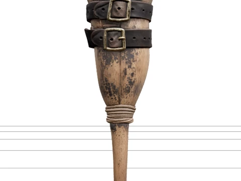 Modèle de sangles en cuir prothétique de jambe de cheville en bois sculpté à la main Modèle 3D
