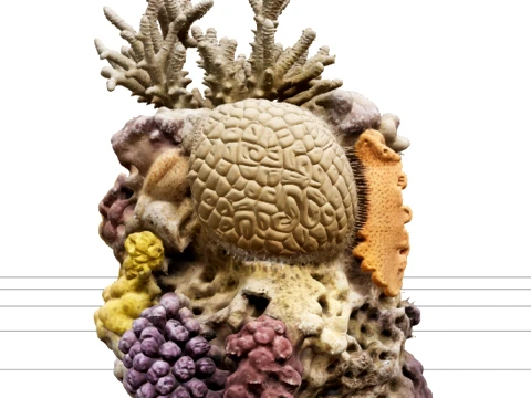 Coral Reef Model Brain Staghorn Encrusting Farbpalette 3D Modell
