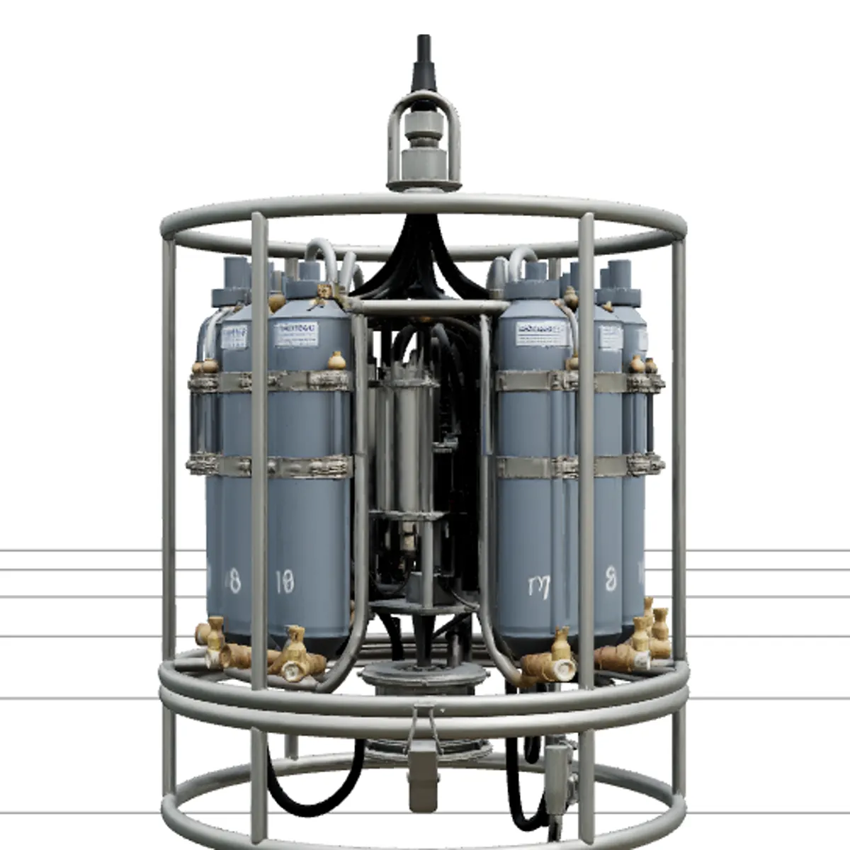 Nansen Bottle Sampling Rosette Model for Oceanographic Research 3D Model .c4d .max .obj .3ds .fbx .stl .blend 