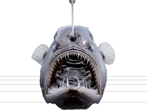 Diepzee Zeeduivel Bioluminescent Lokken Naald Tanden 3D Model