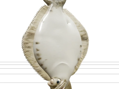 Pisi Balığı Yassı Balık Modeli Kumlu Kamuflaj Sa&ccedil;aklı Y&uuml;zge&ccedil; 3D Model