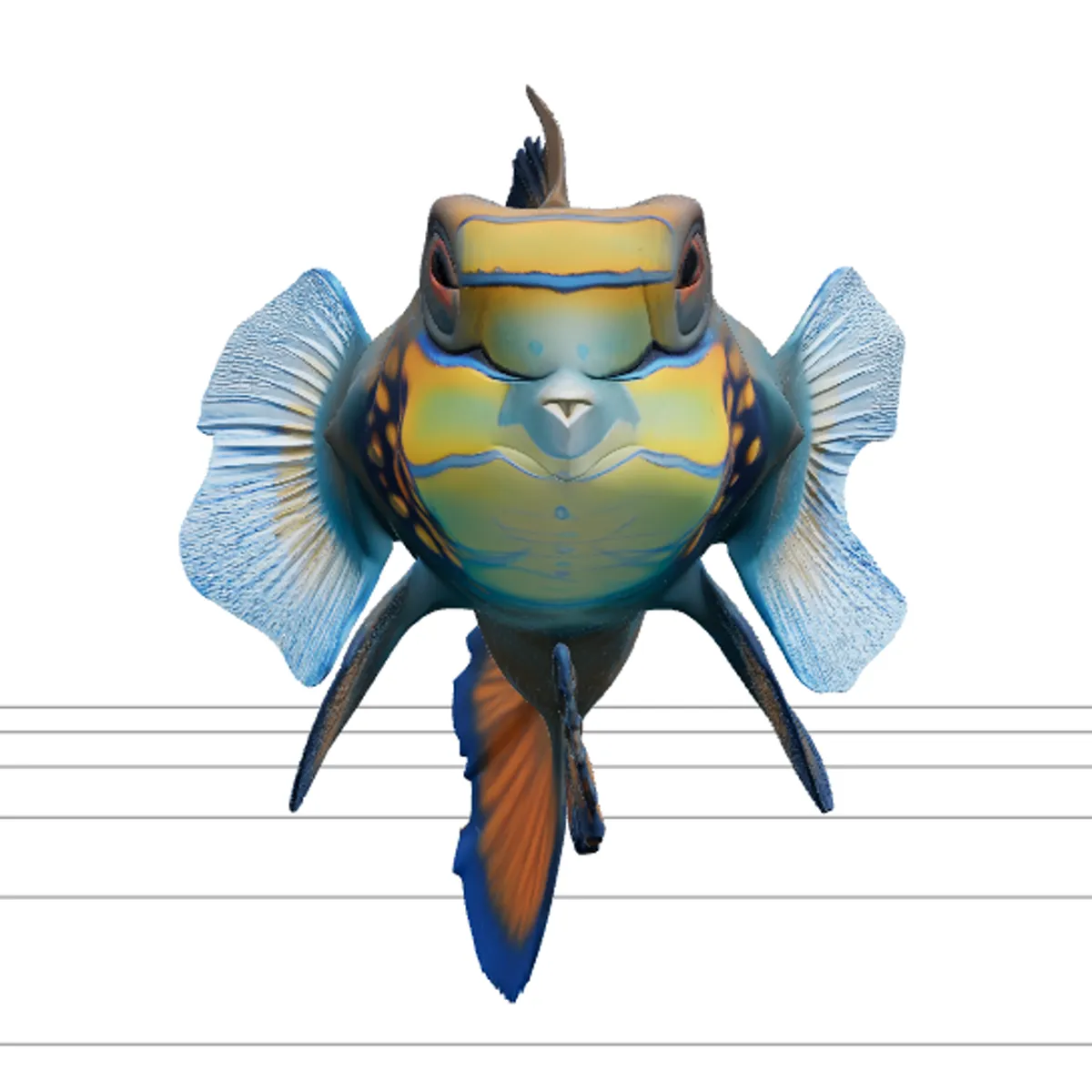 Mandarinfish Realistic High Detail Sculpture Premium Model 3D Model .c4d .max .obj .3ds .fbx .stl .blend 