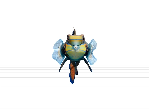 Mandarinfish Realistic High Detail Sculpture Premium Model 3D Model