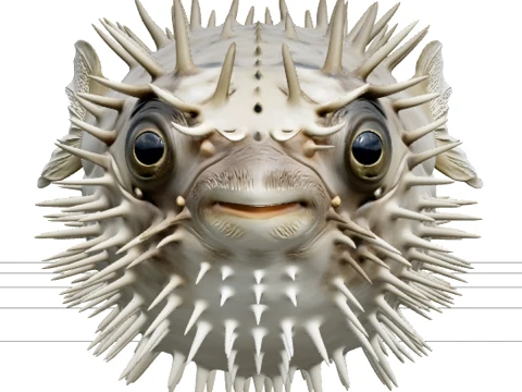 Modello di pesce istrice Scultura ultra realistica ad alto dettaglio Modello 3D