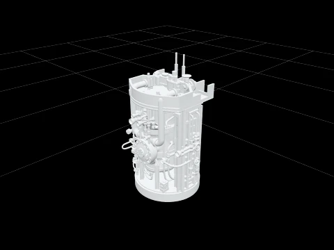 Submarine Reactor Steel Hull Model Piping Valves Shielding 3D Model