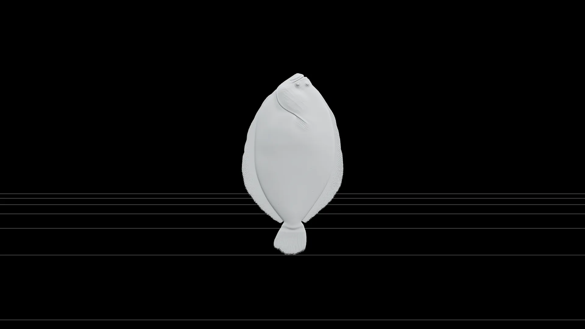 Flounder Orthographic Side View Reference Sheet 3D Model .c4d .max .obj .3ds .fbx .stl .blend 