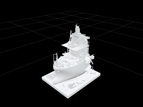 Massive Ship Breaking Yard Vessel Partially Dismantled Model 3D Model
