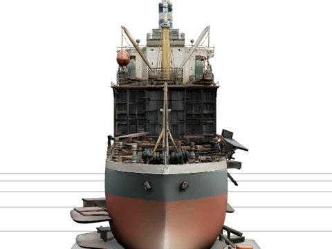 Massive Ship Breaking Yard Vessel Partially Dismantled Model 3D मॉडल
