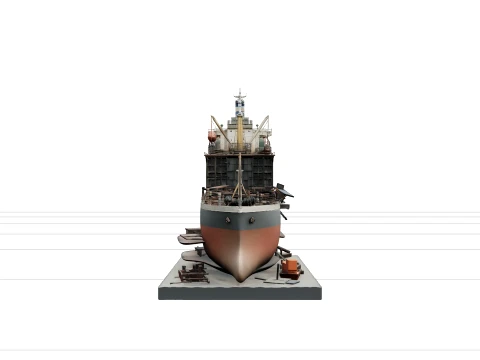 Massive Ship Breaking Yard Vessel Partially Dismantled Model 3D Model