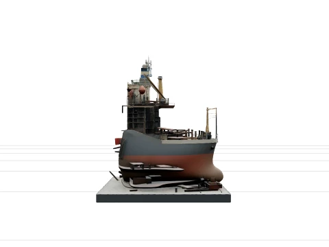 Massive Ship Breaking Yard Vessel Partially Dismantled Model 3D Model
