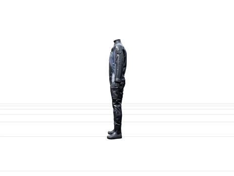 Rubber Sealed Dry Suit Diagonal Zipper Inflation Valves Model 3D Model