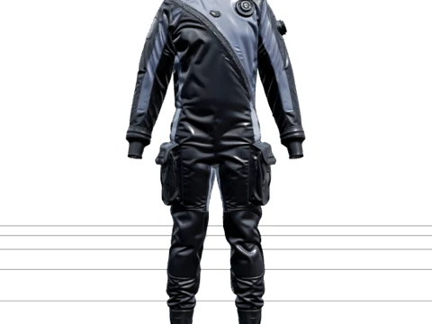 Rubber Sealed Dry Suit Diagonal Zipper Inflation Valves Model 3D Model
