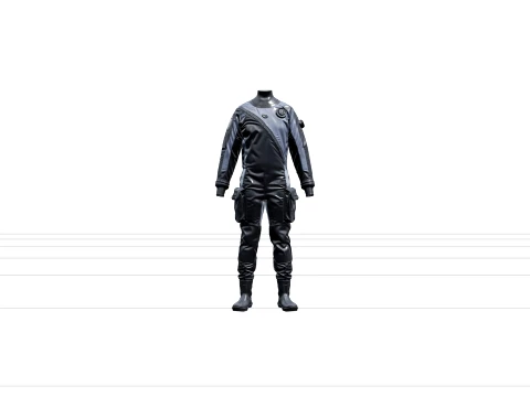 Rubber Sealed Dry Suit Diagonal Zipper Inflation Valves Model 3D Model