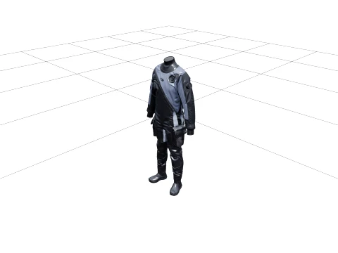Rubber Sealed Dry Suit Diagonal Zipper Inflation Valves Model 3D Model