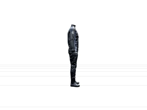 Rubber Sealed Dry Suit Diagonal Zipper Inflation Valves Model 3D Model