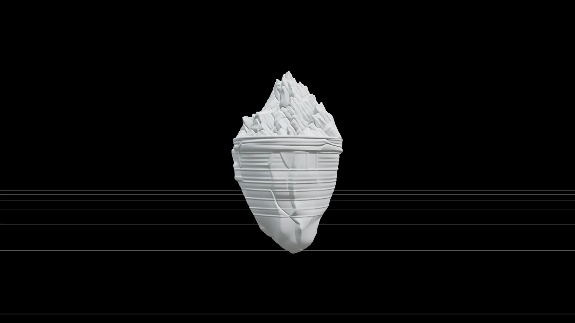 Iceberg Model With Above Below Water Detail Striated Layers 3D Model .c4d .max .obj .3ds .fbx .stl .blend 