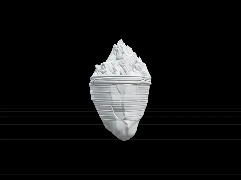 Iceberg Model With Above Below Water Detail Striated Layers 3D Model